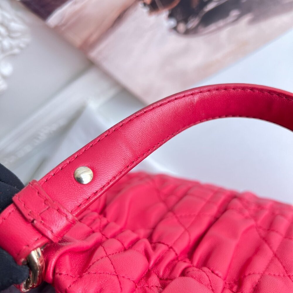 Authentic Christian Dior Red Delices Gaufre Cannage Soft Leather Quilted Bag - Picture 13 of 16